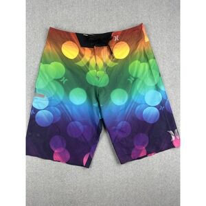 Hurley Phantom Board Shorts Mens 30 Rainbow Polka Dot Stretch Surf Swim Trunks